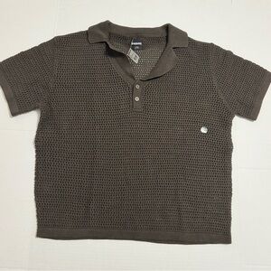 RSQ Dark Olive Green Knit Polo Shirt